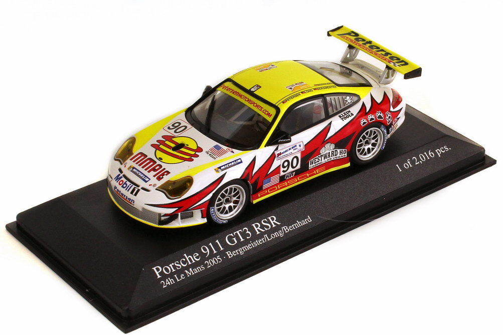 Minichamps 1:43 Porsche 911 GT3 RSR Bergmeister/Bernhard/Long  Petersen/White Lightning Racing #90 24H Le Mans 2005 400056490