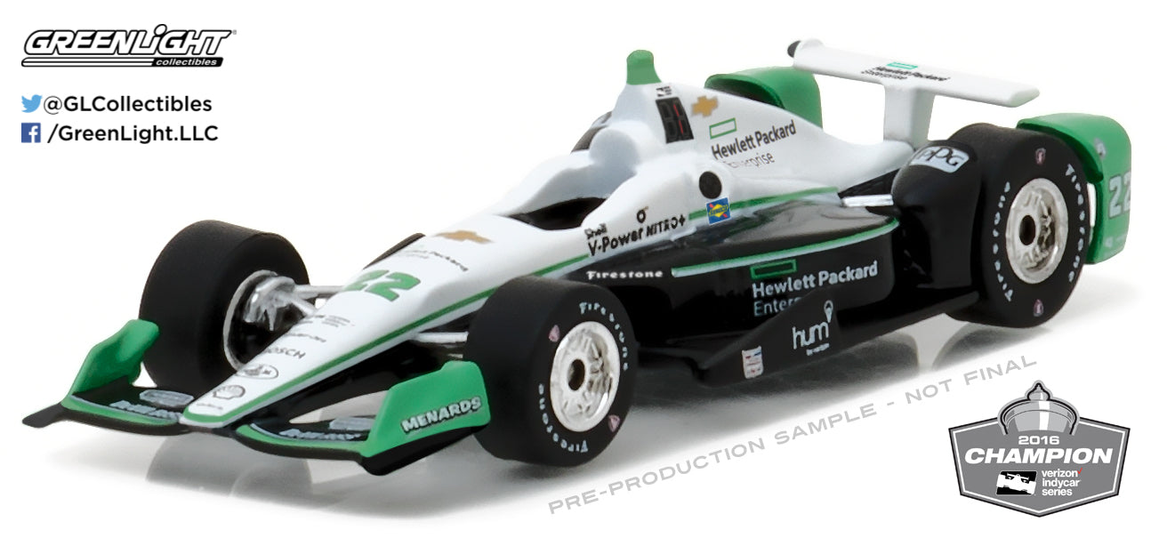 Greenlight 2016 22 Simon Pagenaud 2016 Verizon IndyCar Series Champion Penske Racing Hewlett Packard 1 64 Scale