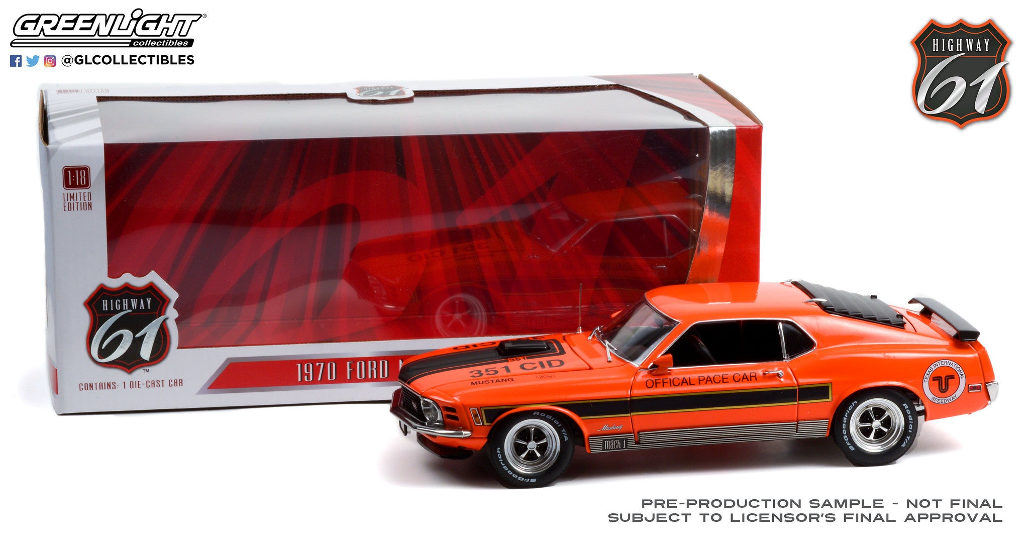 Highway 61 1:18 1970 Ford Mustang Mach 1 - Texas