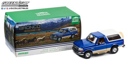 GreenLight 1:18 Artisan Collection - 1996 Ford Bronco - Eddie Bauer Edition - Royal Blue and Tucson Bronze 19136