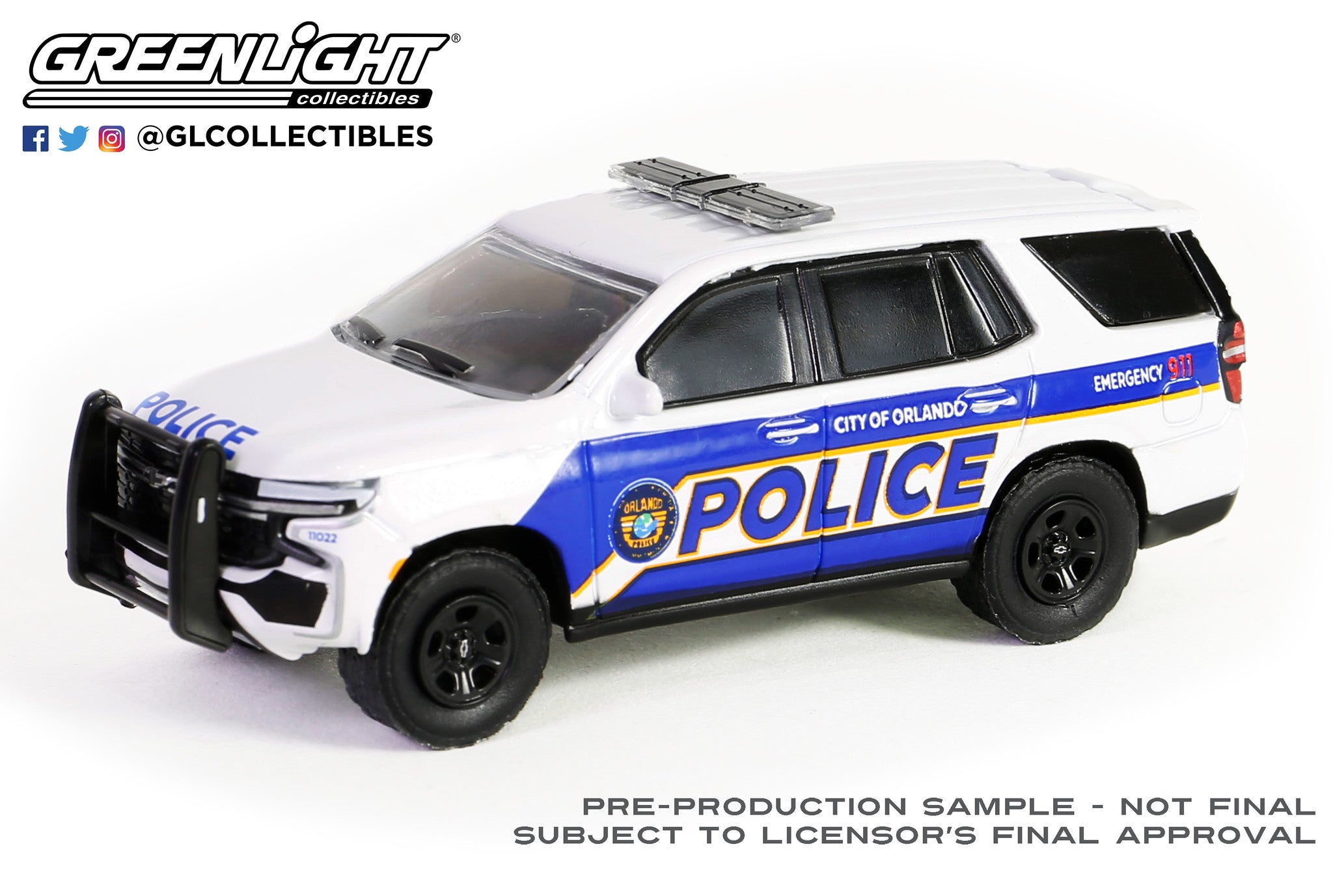 GreenLight 1 64 Hot Pursuit Series 45 2022 Chevrolet Tahoe Police Pursuit Vehicle PPV City of Orlando Police Orlando Florida 43030 E