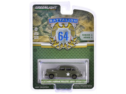 GreenLight 1:64 Battalion 64 Series 4 - 1942 Ford Fordor Deluxe Army Staff Car 61040-A