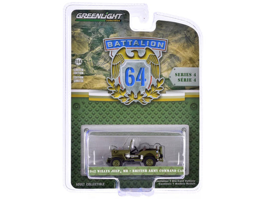 GreenLight 1:64 Battalion 64 Series 4 - 1942 Willys MB Jeep – British Army Command Car 61040-B