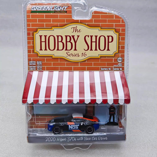 GreenLight 1:64 The Hobby Shop Series 16 - 2020 Nissan 370z with Race Car Driver - NOS Nitrous Oxide Systems 97160-F