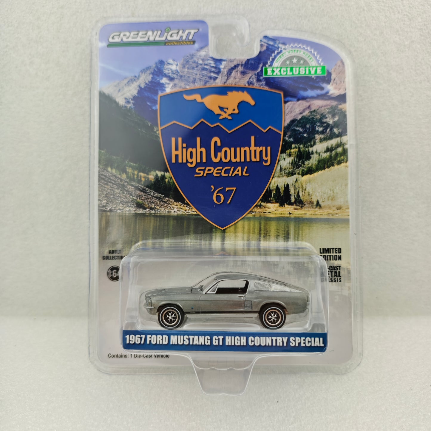 GreenLight Green Machine 1:64 1967 Ford Mustang GT Fastback High Country Special – Timberline Green (Hobby Exclusive) 30505