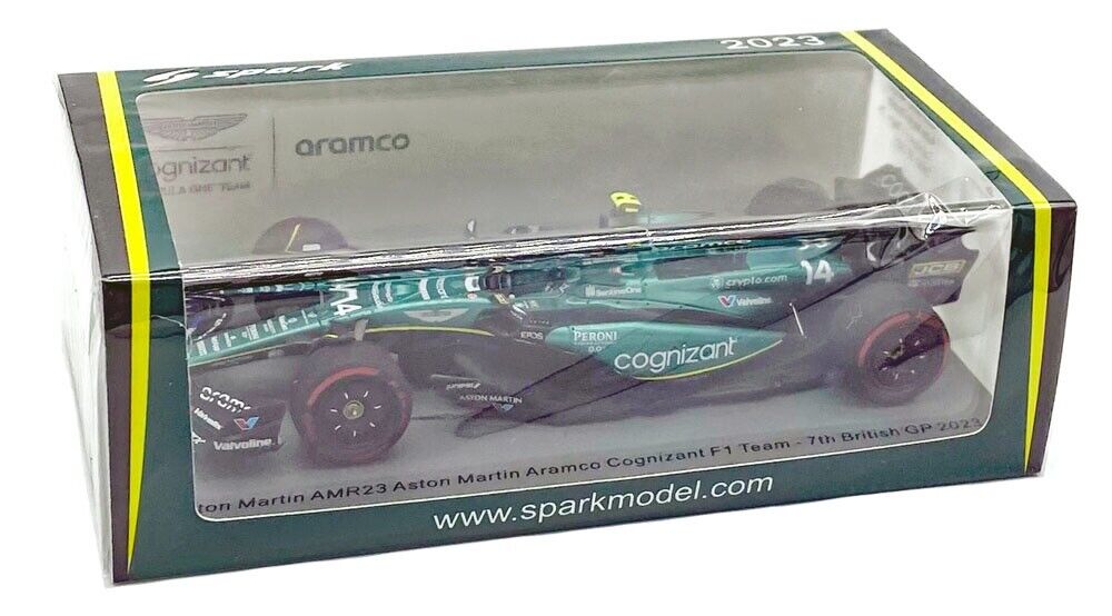 Spark 1:43 Aston Martin AMR23 Aston Martin Aramco Cognizant F1 Team 7th British GP 2023 #14 Fernando Alonso S8595