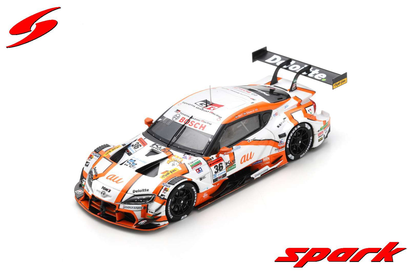 Spark 1:43 au TOM S Toyota GR Supra No.36 TGR TEAM au TOM S GT500 SUPER GT 2023 Sho Tsuboi - Ritomo Miyata SGT060