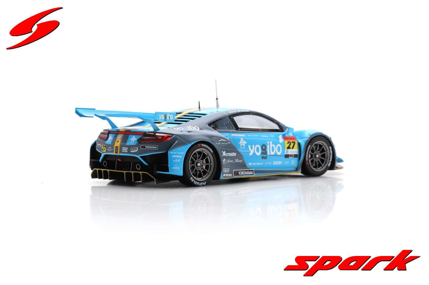 Spark 1:43 Yogibo Honda NSX GT3 No.27 Yogibo Racing GT300 SUPER GT 2023 Yugo Iwasawa - Reimei Ito SGT077