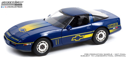 GreenLight 1:18 1988 Chevrolet Corvette C4 - Dark Blue with Yellow Stripes - Corvette Challenge Race Car 13597