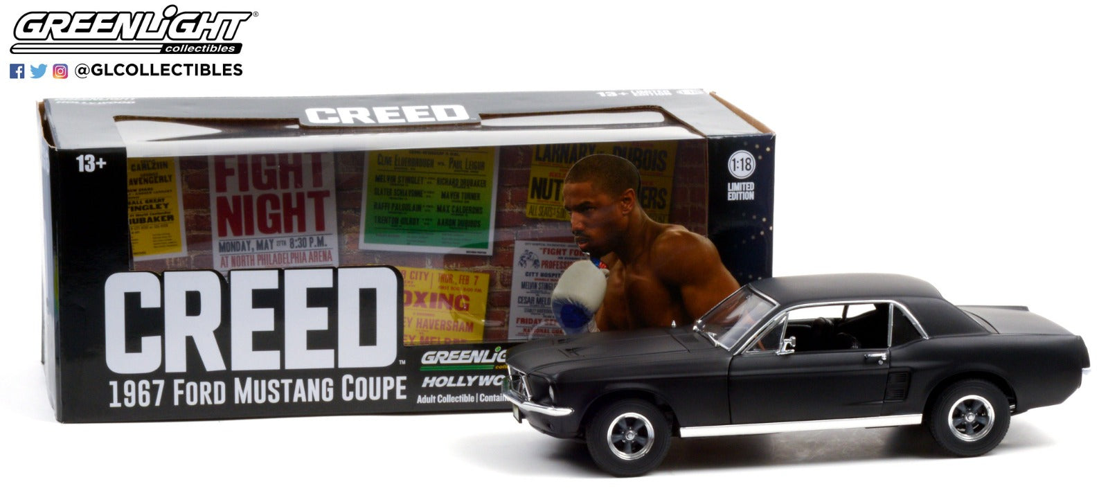 GreenLight 1:18 Creed (2015) - Adonis Creed s 1967 Ford Mustang Coupe -  Matte Black 13611
