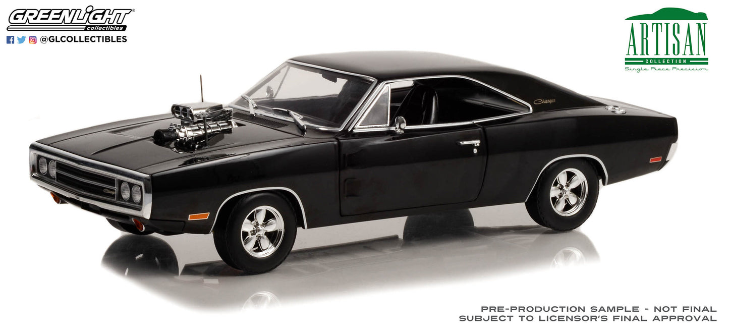 GreenLight 1:18 Artisan Collection - 1970 Dodge Charger with Blown Engine -  Black 19122