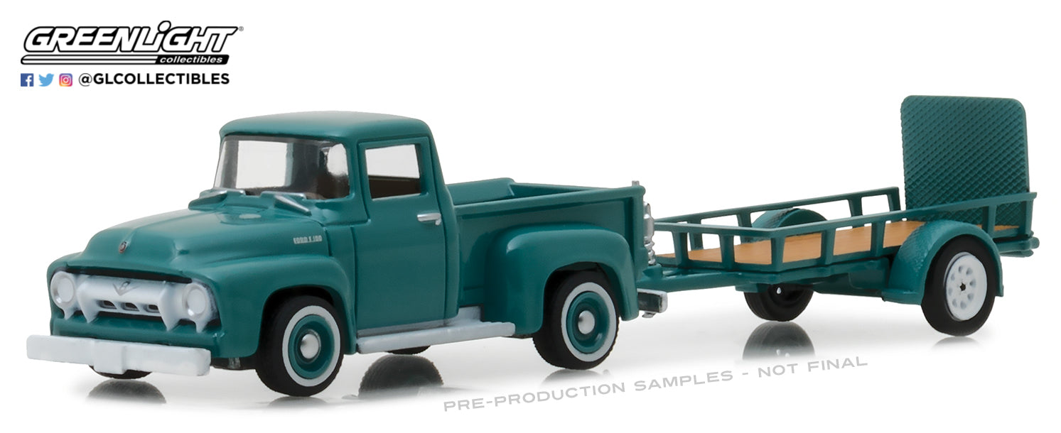 GreenLight 1:64 Hitch & Tow Series 13 - 1954 Ford F-100 and Utility Trailer  32130-A