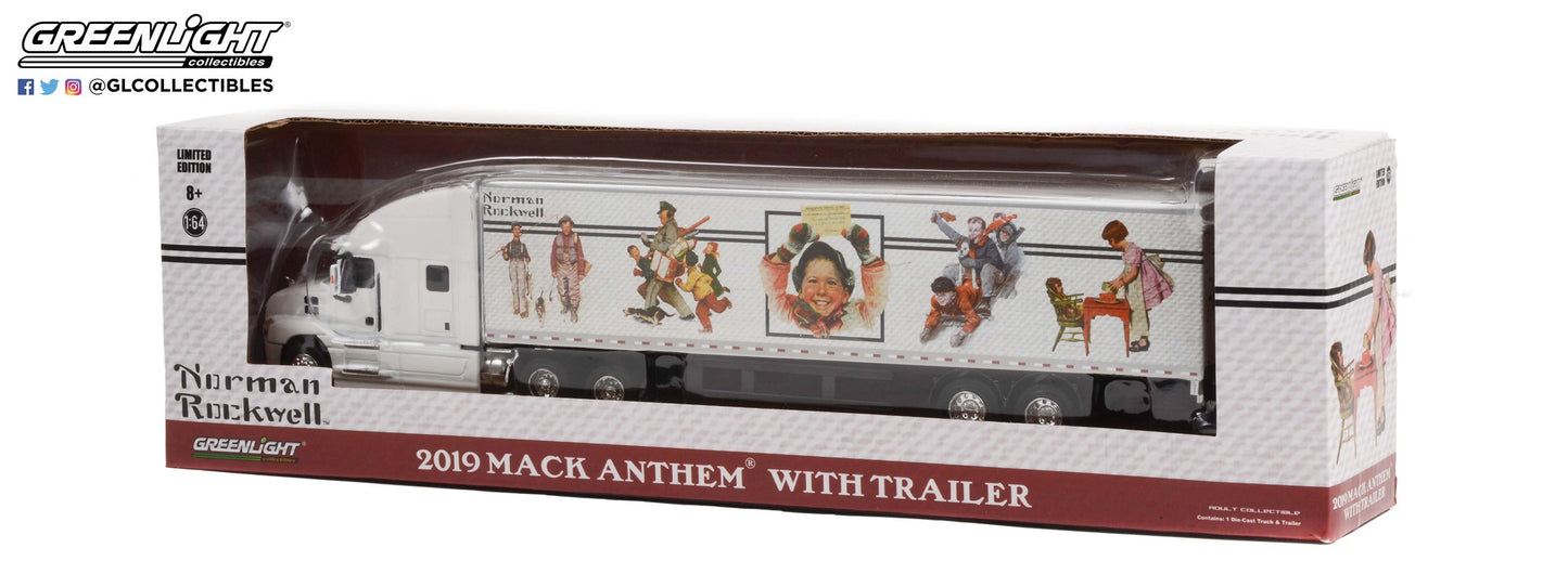 GreenLight 1:64 2019 Mack Anthem 18 Wheeler Tractor-Trailer - Norman Rockwell 30194