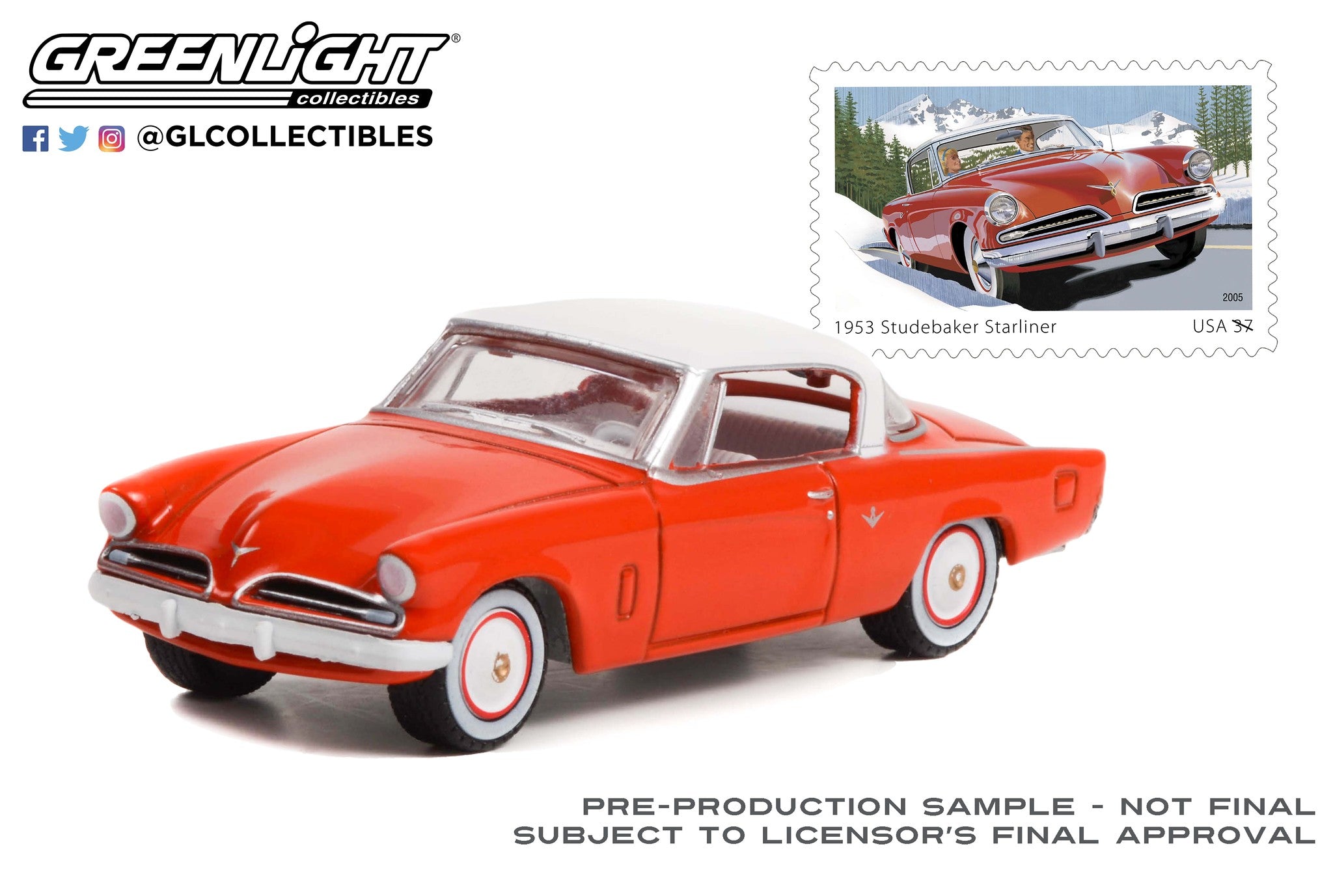 GreenLight 1:64 1953 Studebaker Starliner - United States Postal Service  (USPS) America on the Move: 50s Sporty Cars (Hobby Exclusive) 30361