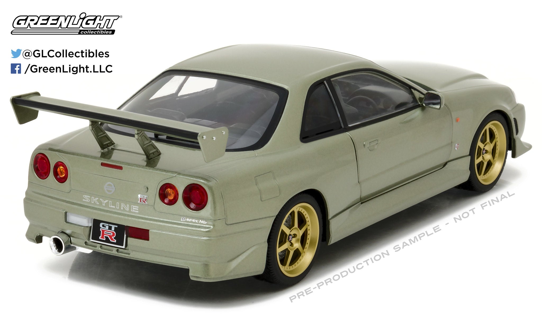 GreenLight 1:18 Artisan Collection - 1999 Nissan Skyline GT-R (R34) -  Millennium Jade 19033