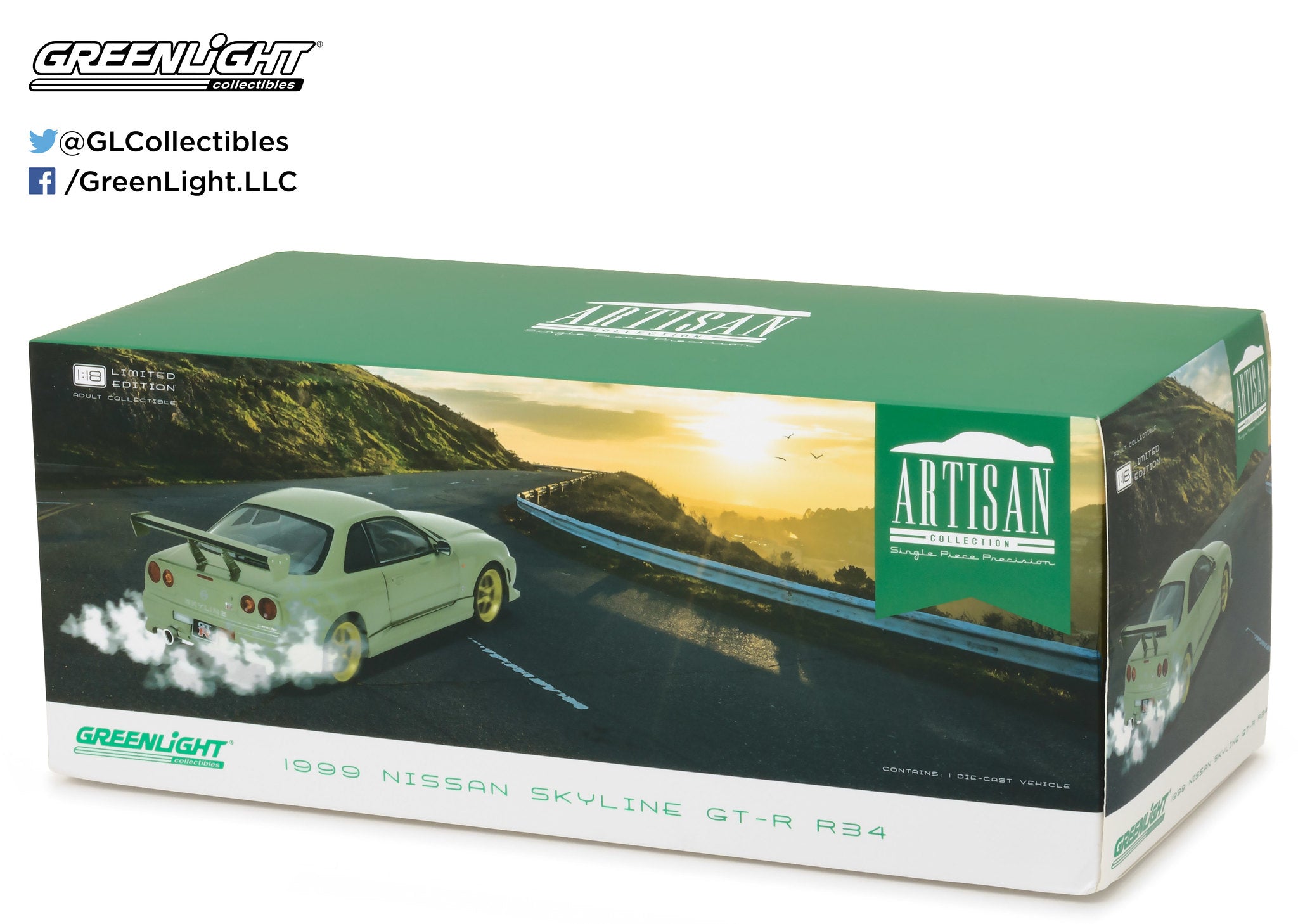 GreenLight 1:18 Artisan Collection - 1999 Nissan Skyline GT-R (R34) -  Millennium Jade 19033