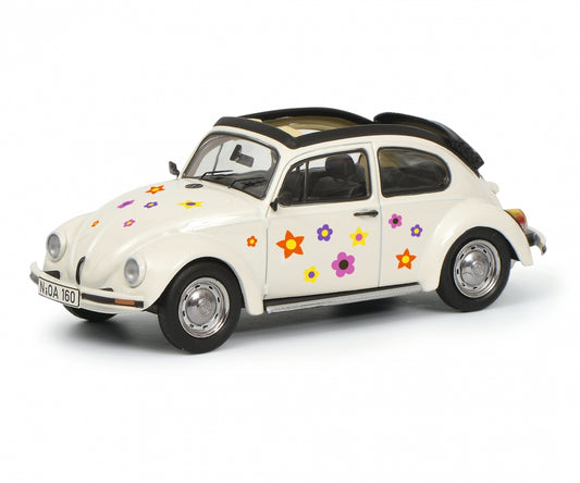 Schuco 1/43 Volkswagen Beetle Open Air Flower Decor white 450389600