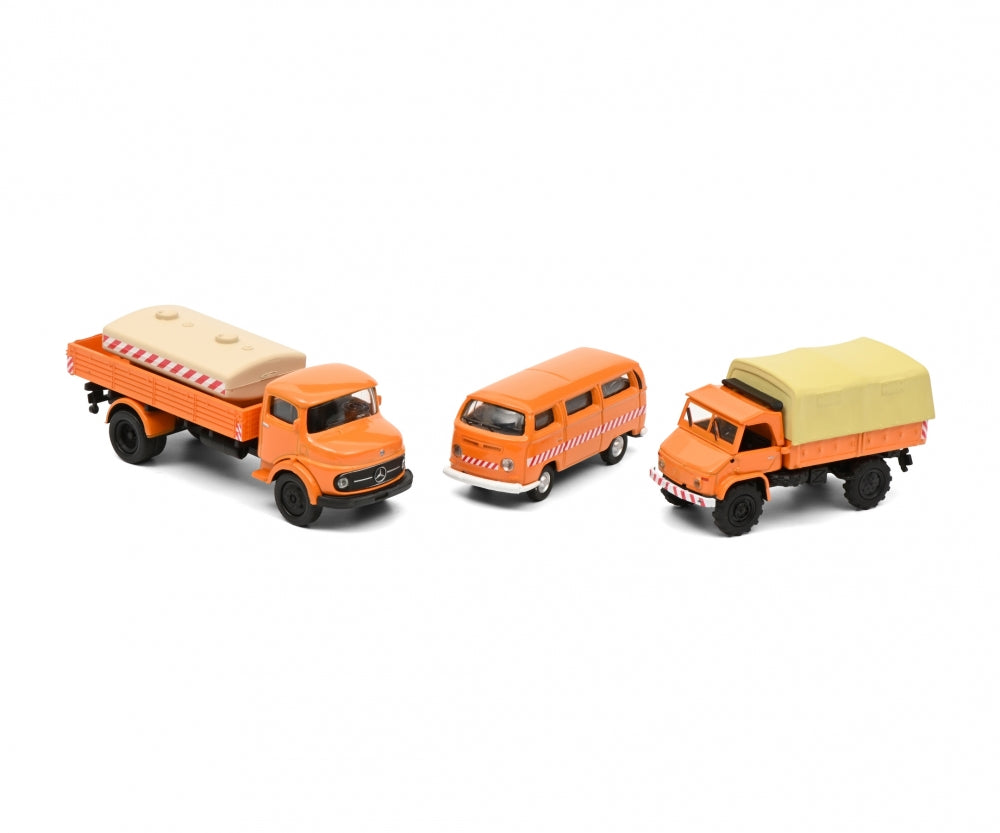 Schuco 1:87 MHI Volkswagen T2 Bus / Mercedes Benz Unimog U 404 S / Mercedes Benz L322 Kommunalfahrzeuge 452655600