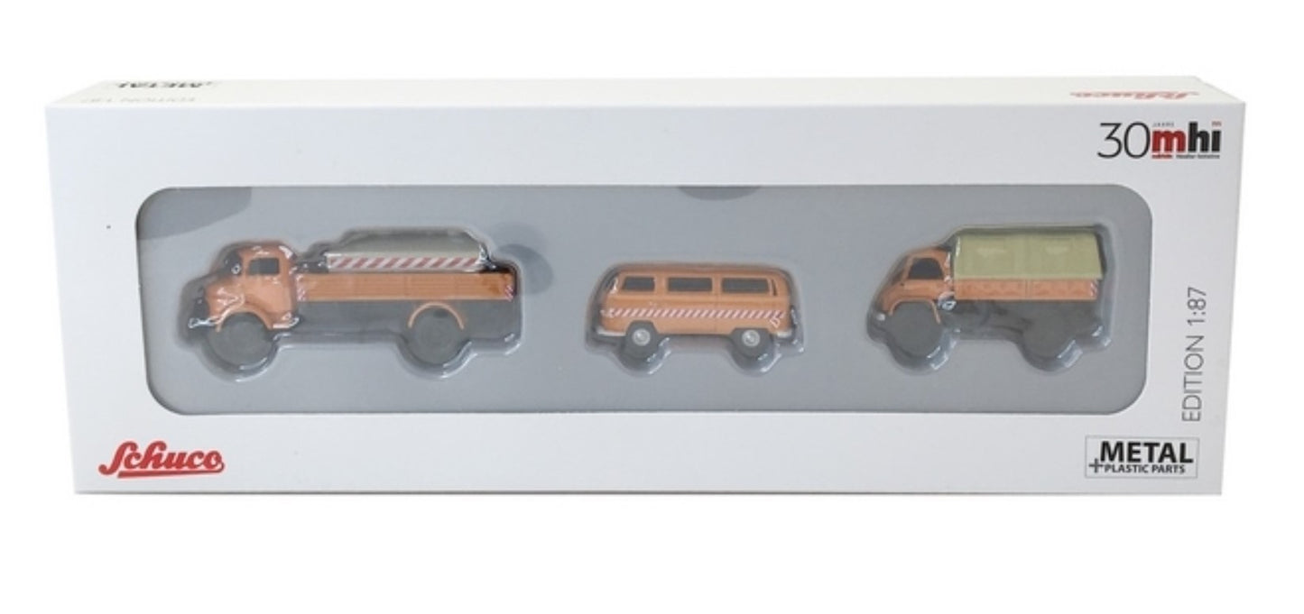 Schuco 1:87 MHI Volkswagen T2 Bus / Mercedes Benz Unimog U 404 S / Mercedes Benz L322 Kommunalfahrzeuge 452655600