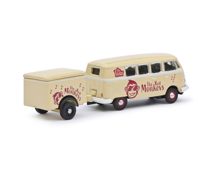 Schuco 1:87 Volkswagen T1 with Trailer + Figures The Red Monkeys Cream 452669100