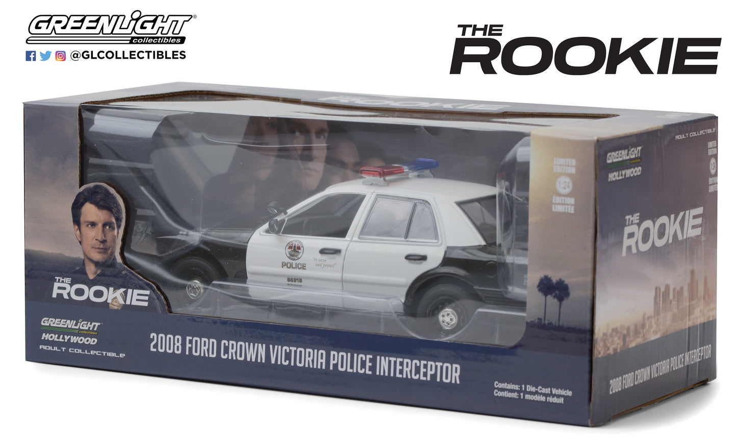 GreenLight 1:24 The Rookie (2018-Current TV Series) - 2008 Ford Crown Victoria Police Interceptor - Los Angeles Police Department (LAPD) 84111