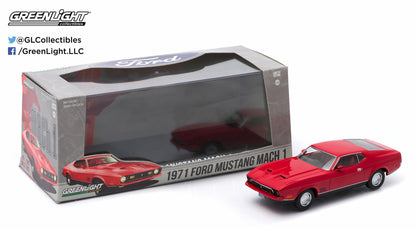 GreenLight 1:43 1971 Ford Mustang Mach 1 Red 86304 (Display case is cracked)