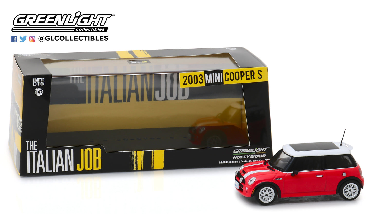 GreenLight 1:43 The Italian Job (2003) - 2003 Mini Cooper S - Red with White Stripes 86547