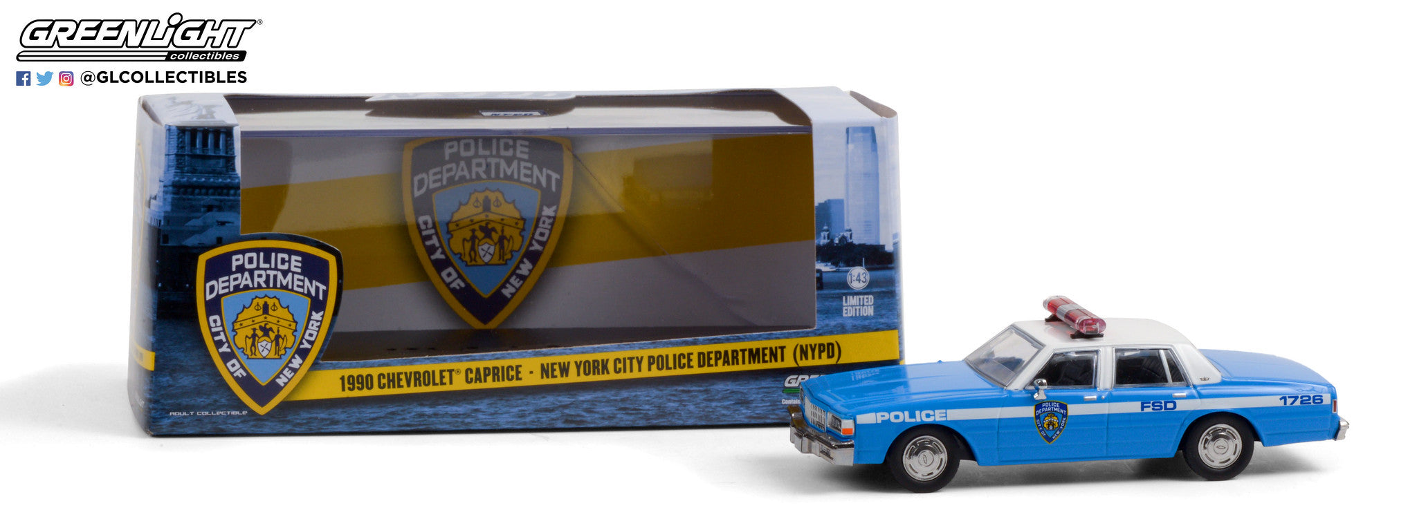 GreenLight 1:43 1990 Chevrolet Caprice - New York City Police Dept (NY –  YomaCarModel