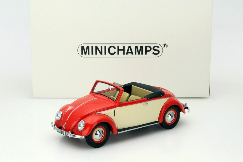 Minichamps 1:18 Volkswagen Beetle Hebmuller Cabriolet 1949 Red/Creme  107054231