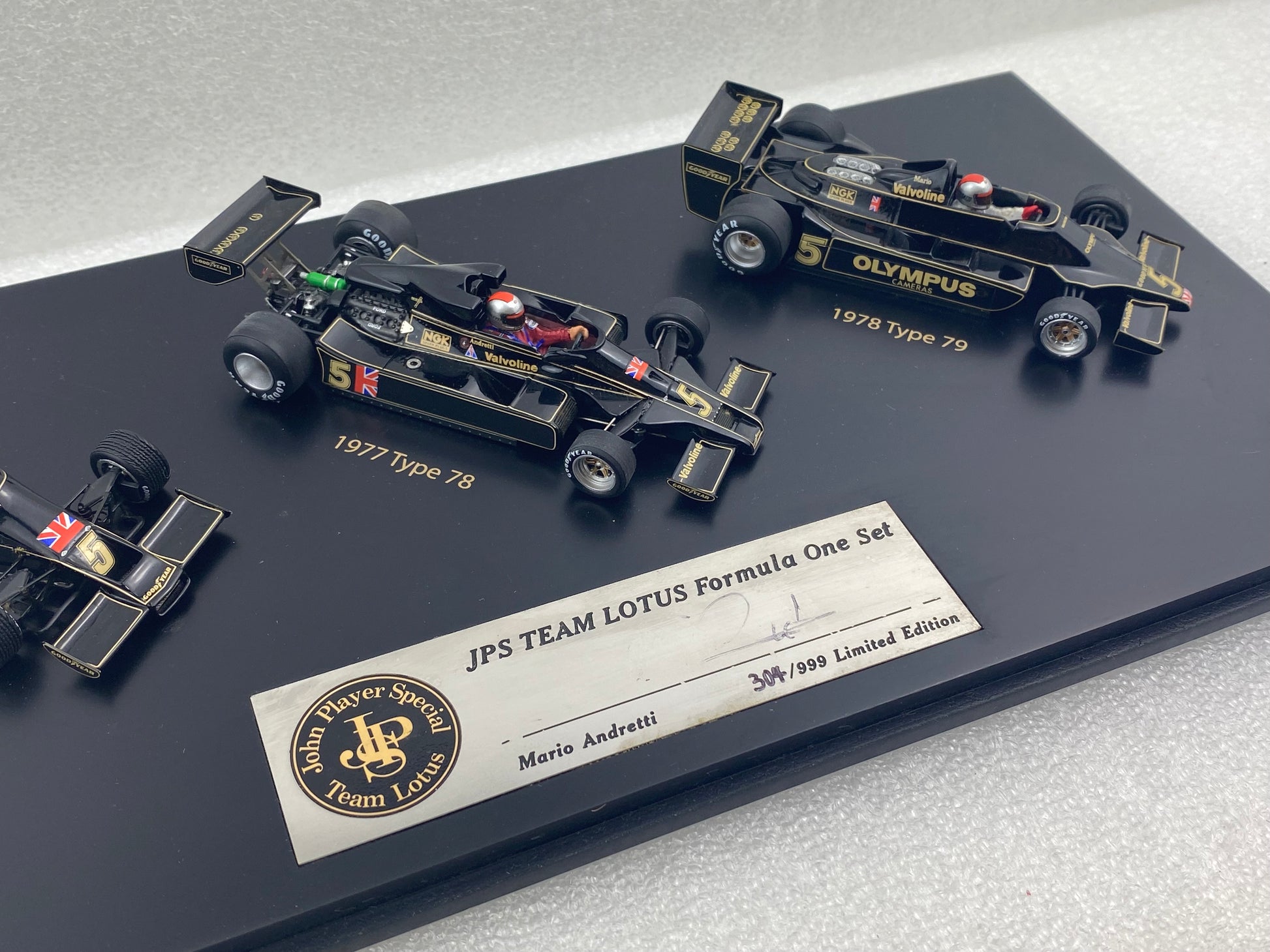 TSM 1:43 Lotus JPS F1 3-Car Set Type 77, Type 78 & Type 79, by Mario  Andretti. TSM11SS3