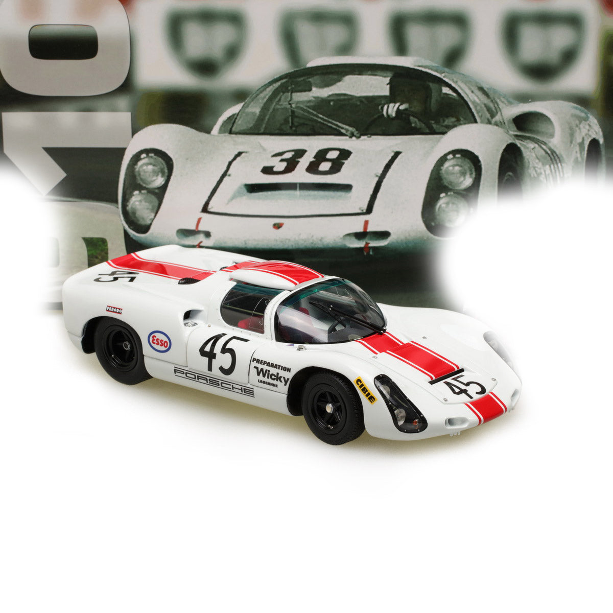 EXOTO 1:18 1968 Porsche 910 #45 Le Mans 24 Hours Jean-Pierre Hanrioud,  André Wicky MTB00062B