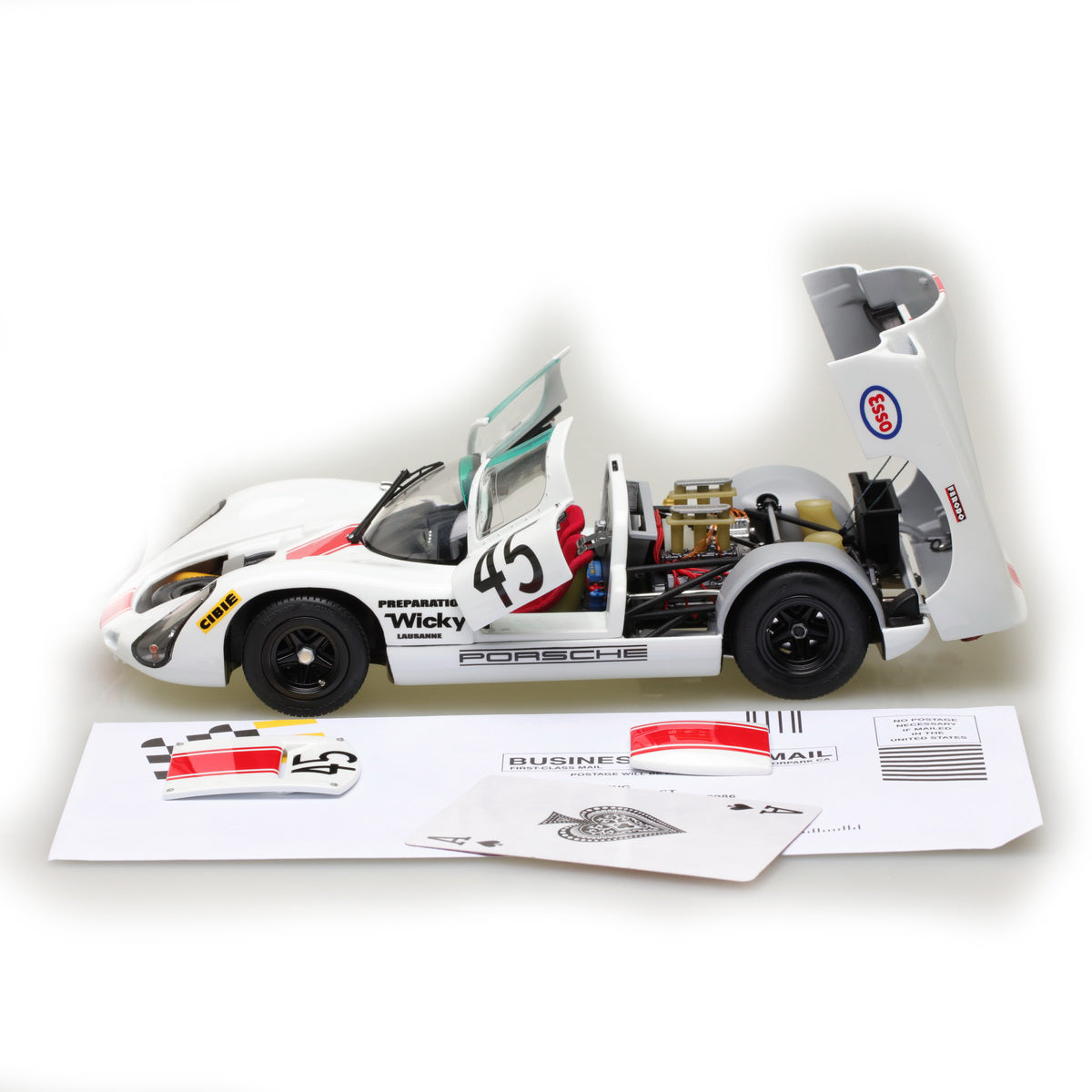 EXOTO 1:18 1968 Porsche 910 #45 Le Mans 24 Hours Jean-Pierre Hanrioud,  André Wicky MTB00062B