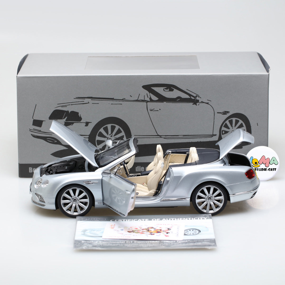 Paragon 1:18 2016 Bentley Continental GT Convertible Silver PA-98231