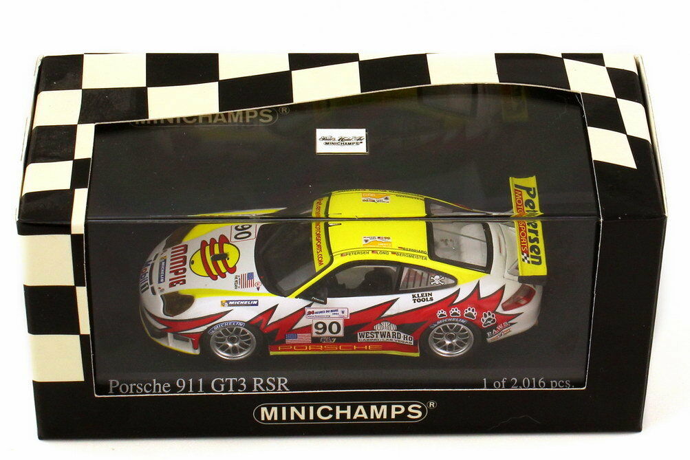 Minichamps 1:43 Porsche 911 GT3 RSR Bergmeister/Bernhard/Long  Petersen/White Lightning Racing #90 24H Le Mans 2005 400056490